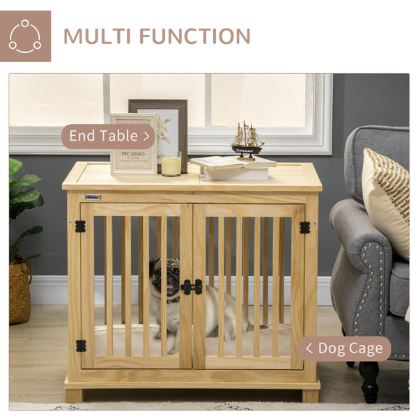 Tucker Murphy Pet™ Wooden Dog Crate Furniture With Soft Cushion, Dog
